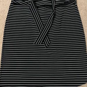 LOFT Black and White Tie Front Pencil Skirt
